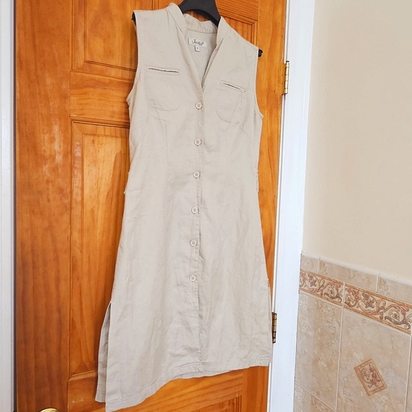 Jessica Sport Women's Button Front Sleeveless Midi Shirt Dress With Side Slits - Picture 9 of 15